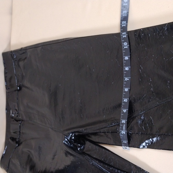 Nerazzurri Shiny Black Faux Leather Y2K Inspired Goth Biker Emo Flared Pants - Picture 8 of 14